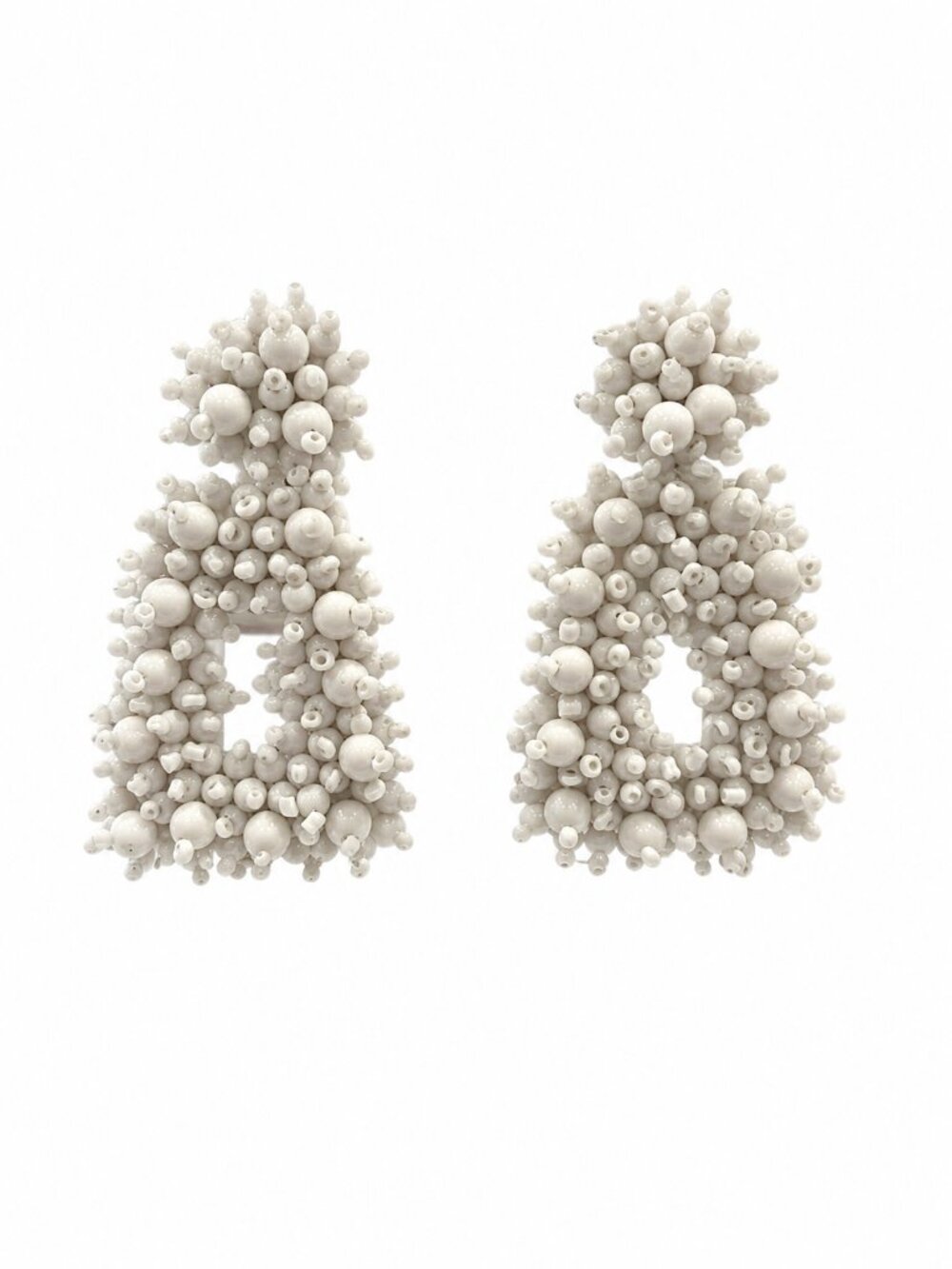 White Beaded Statement Drop Earrings 
Women Jewelry